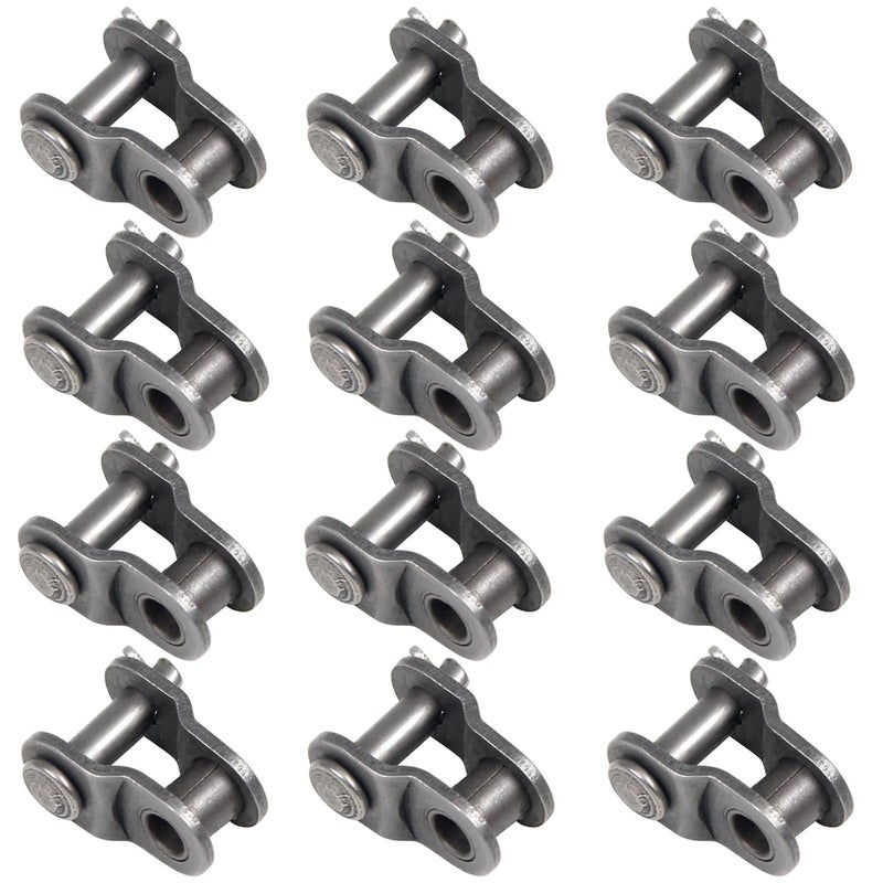 Grngven 12Pcs #35 Chain Offset Half Link Roller, Chain Master Link, 3/8" Pitch Carbon Steel, Chain Connector Split Links for 06C Chain (06C #35 Half Link Roller) - Image 1